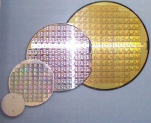 Silicon wafers, with dice